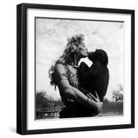 Actress Irish McCalla, Sheena Queen of the Jungle, Kissing Her Chimpanzee Co-star-Loomis Dean-Framed Premium Photographic Print