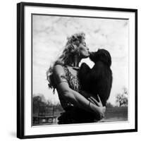 Actress Irish McCalla, Sheena Queen of the Jungle, Kissing Her Chimpanzee Co-star-Loomis Dean-Framed Premium Photographic Print