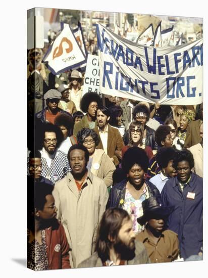 Actress Jane Fonda and Ralph Abernathy Joining Together for a Welfare Rights March-Bill Ray-Stretched Canvas