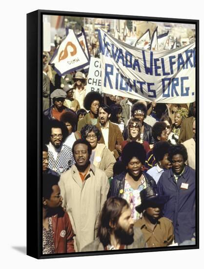 Actress Jane Fonda and Ralph Abernathy Joining Together for a Welfare Rights March-Bill Ray-Framed Stretched Canvas