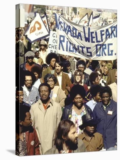 Actress Jane Fonda and Ralph Abernathy Joining Together for a Welfare Rights March-Bill Ray-Stretched Canvas
