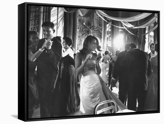 Actress Jane Fonda Dancing Amidst Others of the Nation's Elite at Society Gala Ball-Yale Joel-Framed Stretched Canvas