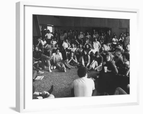 Actress Jane Fonda Discussing Vietnam War W. Whittier College Students-null-Framed Premium Photographic Print