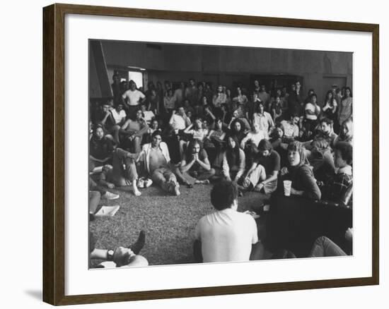 Actress Jane Fonda Discussing Vietnam War W. Whittier College Students-null-Framed Premium Photographic Print