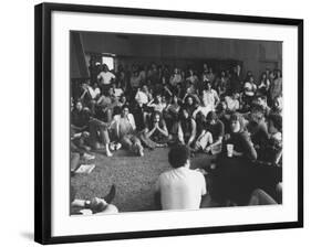 Actress Jane Fonda Discussing Vietnam War W. Whittier College Students-null-Framed Premium Photographic Print