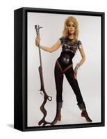 Actress Jane Fonda Wearing Space Age Costume for Title Role in Roger Vadim's Film "Barbarella"-Carlo Bavagnoli-Framed Stretched Canvas