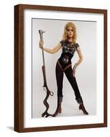 Actress Jane Fonda Wearing Space Age Costume for Title Role in Roger Vadim's Film "Barbarella"-Carlo Bavagnoli-Framed Premium Photographic Print