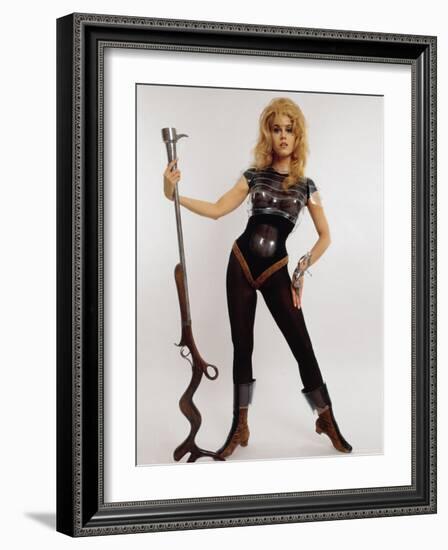 Actress Jane Fonda Wearing Space Age Costume for Title Role in Roger Vadim's Film "Barbarella"-Carlo Bavagnoli-Framed Premium Photographic Print