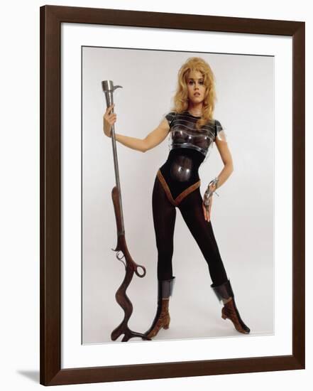 Actress Jane Fonda Wearing Space Age Costume for Title Role in Roger Vadim's Film "Barbarella"-Carlo Bavagnoli-Framed Premium Photographic Print