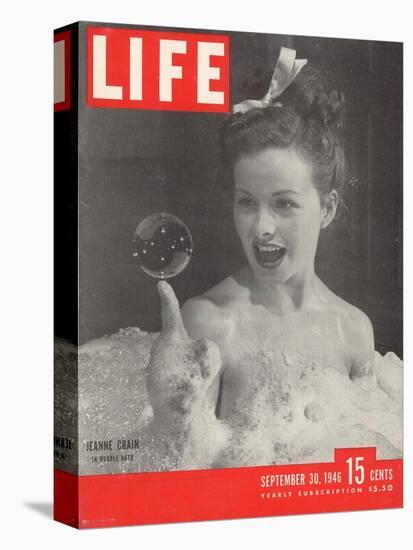 Actress Jeanne Crain Taking a Bubble Bath in a Scene from the Film "Maggie", September 30, 1946-Peter Stackpole-Stretched Canvas