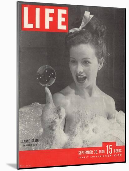 Actress Jeanne Crain Taking a Bubble Bath in a Scene from the Film "Maggie", September 30, 1946-Peter Stackpole-Mounted Photographic Print