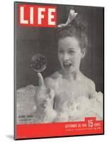 Actress Jeanne Crain Taking a Bubble Bath in a Scene from the Film "Maggie", September 30, 1946-Peter Stackpole-Mounted Photographic Print