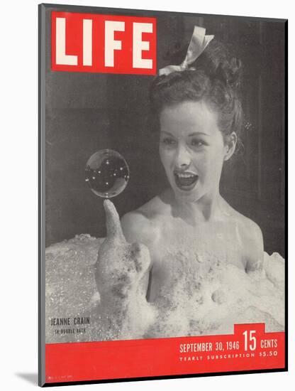 Actress Jeanne Crain Taking a Bubble Bath in a Scene from the Film "Maggie", September 30, 1946-Peter Stackpole-Mounted Photographic Print