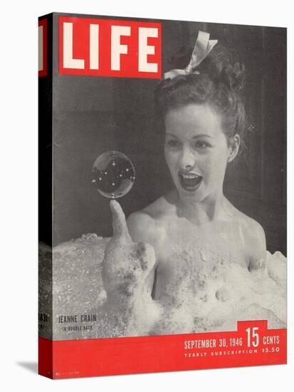 Actress Jeanne Crain Taking a Bubble Bath in a Scene from the Film "Maggie", September 30, 1946-Peter Stackpole-Stretched Canvas