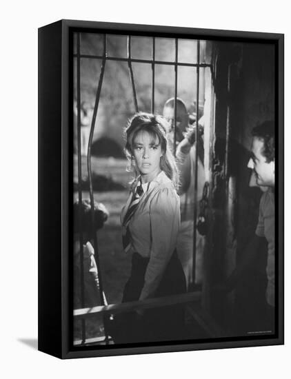 Actress Jeanne Moreau During Filming of "Viva Maria"-Ralph Crane-Framed Stretched Canvas