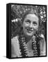 Actress Joan Fontaine Sporting Pigtails and Her Natural Freckles in Yard at Home-Bob Landry-Framed Stretched Canvas