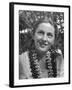 Actress Joan Fontaine Sporting Pigtails and Her Natural Freckles in Yard at Home-Bob Landry-Framed Premium Photographic Print