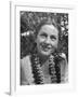 Actress Joan Fontaine Sporting Pigtails and Her Natural Freckles in Yard at Home-Bob Landry-Framed Premium Photographic Print