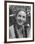 Actress Joan Fontaine Sporting Pigtails and Her Natural Freckles in Yard at Home-Bob Landry-Framed Premium Photographic Print