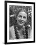 Actress Joan Fontaine Sporting Pigtails and Her Natural Freckles in Yard at Home-Bob Landry-Framed Premium Photographic Print