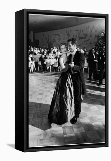 Actress Joanne Woodward Dances with Paul Newman at the 1st Governor's Ball, Beverly Hilton Hotel-J. R. Eyerman-Framed Stretched Canvas