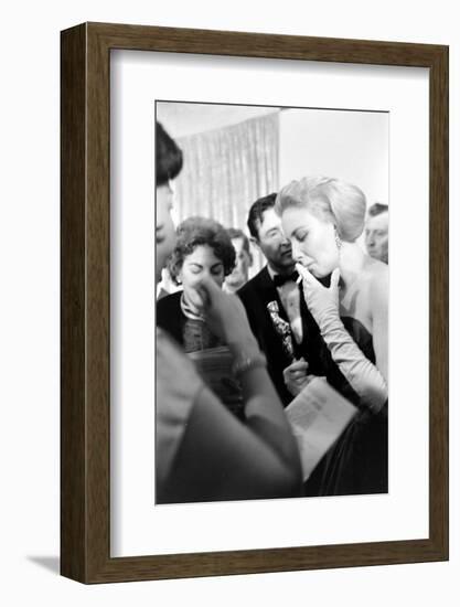 Actress Joanne Woodward Holding Her Best Actress Oscar for "Three Faces of Eve", L.A, CA, 1958-Ralph Crane-Framed Photographic Print