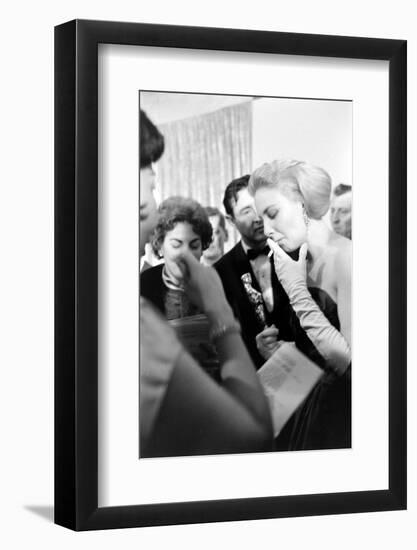 Actress Joanne Woodward Holding Her Best Actress Oscar for "Three Faces of Eve", L.A, CA, 1958-Ralph Crane-Framed Photographic Print