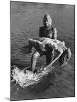 Actress Julia Adams is Carried by Monster, Gill Man, in the Movie, Creature from the Black Lagoon-Ed Clark-Mounted Premium Photographic Print