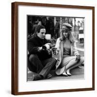 actress Julie Christie and film director Francois Truffaut on set of film Fahrenheit 451, 1966-null-Framed Photo