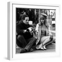 actress Julie Christie and film director Francois Truffaut on set of film Fahrenheit 451, 1966-null-Framed Photo