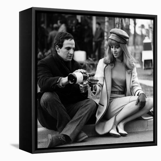 actress Julie Christie and film director Francois Truffaut on set of film Fahrenheit 451, 1966-null-Framed Stretched Canvas