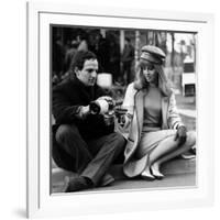 actress Julie Christie and film director Francois Truffaut on set of film Fahrenheit 451, 1966-null-Framed Photo