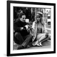 actress Julie Christie and film director Francois Truffaut on set of film Fahrenheit 451, 1966-null-Framed Photo