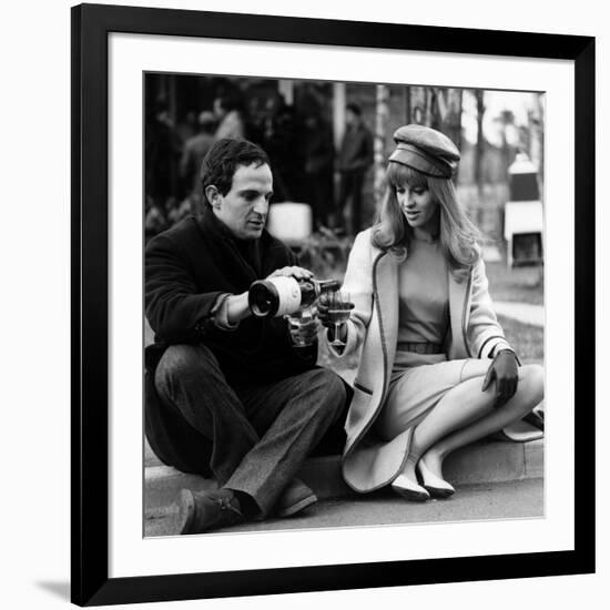 actress Julie Christie and film director Francois Truffaut on set of film Fahrenheit 451, 1966-null-Framed Photo