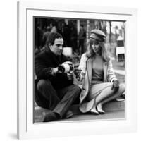 actress Julie Christie and film director Francois Truffaut on set of film Fahrenheit 451, 1966-null-Framed Photo