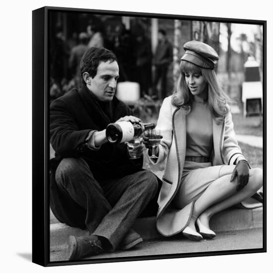 actress Julie Christie and film director Francois Truffaut on set of film Fahrenheit 451, 1966-null-Framed Stretched Canvas