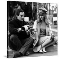 actress Julie Christie and film director Francois Truffaut on set of film Fahrenheit 451, 1966-null-Stretched Canvas
