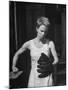 Actress Julie Harris, Punching a Baseball Glove in Scene from Play "Member of the Wedding"-Eliot Elisofon-Mounted Premium Photographic Print