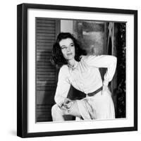 Actress Katharine Hepburn on the Set of Her Broadway Play "The Philadelphia Story"-Alfred Eisenstaedt-Framed Premium Photographic Print