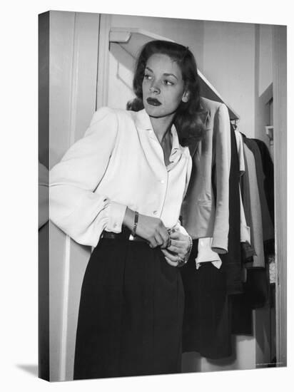 Actress Lauren Bacall at Gotham Hotel-Nina Leen-Stretched Canvas