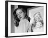 Actress Lauren Bacall Posing in Front of Portrait Drawing of Herself in Suite at the Gotham Hotel-Nina Leen-Framed Premium Photographic Print