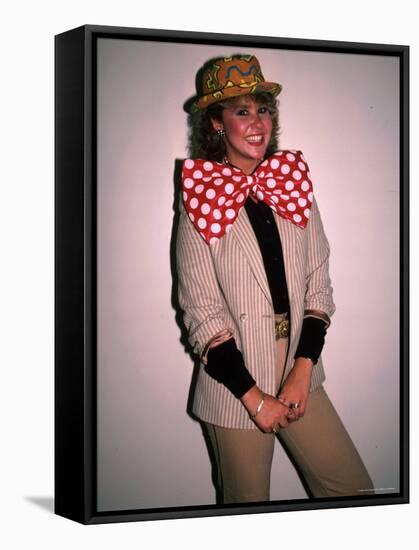 Actress Linda Blair, Wearing over Sized Bow Tie-Ann Clifford-Framed Stretched Canvas
