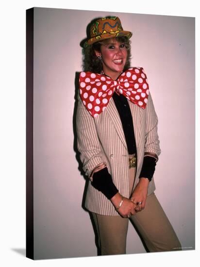 Actress Linda Blair, Wearing over Sized Bow Tie-Ann Clifford-Stretched Canvas