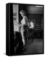 Actress Marilyn Monroe Looking over Script for Clifford Odets Movie "Clash by Night"-Bob Landry-Framed Stretched Canvas