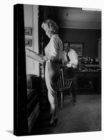 Actress Marilyn Monroe Looking over Script for Clifford Odets Movie "Clash by Night"-Bob Landry-Stretched Canvas