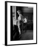 Actress Marilyn Monroe Looking over Script for Clifford Odets Movie "Clash by Night"-Bob Landry-Framed Premium Photographic Print