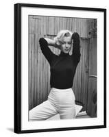Actress Marilyn Monroe Playfully Elegant, at Home-Alfred Eisenstaedt-Framed Premium Photographic Print