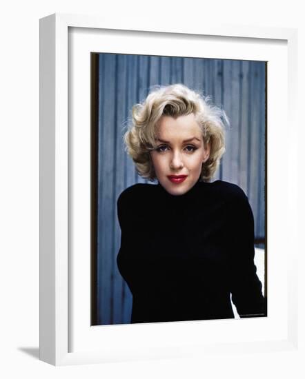 Actress Marilyn Monroe Posing at Home in Her Backyard-Alfred Eisenstaedt-Framed Premium Photographic Print