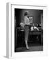 Actress Marilyn Monroe Talking Sexily on Phone While Displaying Her Talents for Producer Jerry Wald-Bob Landry-Framed Premium Photographic Print