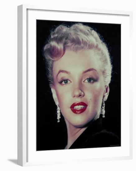 Actress Marilyn Monroe Wearing Dangling Rhinestone Earrings, with Her Hair Up-Ed Clark-Framed Premium Photographic Print